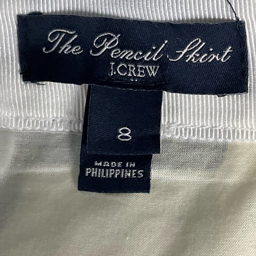 J CREW Pencil Skirt Floral Print sz 8 White Black Poppy Art Woven Preppy Modern - Picture 8 of 11